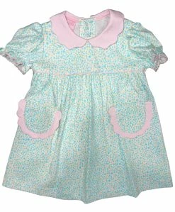 Petit Bebe/Petit Ami/Claire & Charlie Spring/Summer 2023 Vilma Turq/Pink Floral Knit Dress