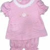 Petit Bebe/Petit Ami/Claire & Charlie Bunny Pink/White Stripe Bloomer Set Spring/Summer 2023