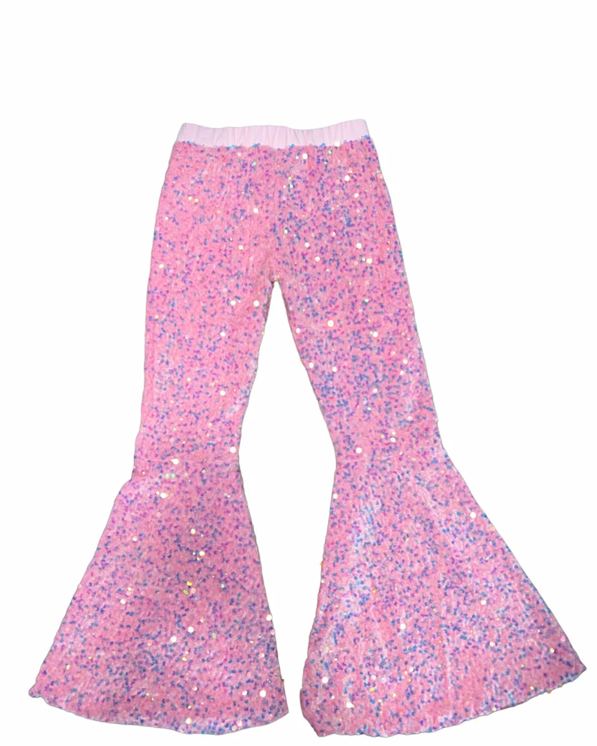 Cheapest 👏 Bratty Maddy Pink Sequin Bell Bottom Pants 🔔 3 Bratty Maddy Pink Sequin Bell Bottom Pants