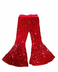 Bratty Maddy Red Sequin Bell Bottom Pant 50% Off Fall Clothing