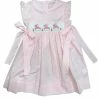 Petit Bebe/Petit Ami/Claire & Charlie Spring/Summer 2023 Hop Hop Bunnies Pink Poplin Dress