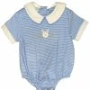Petit Bebe/Petit Ami/Claire & Charlie Fall Bunny Blue/White Stripe Knit Bubble