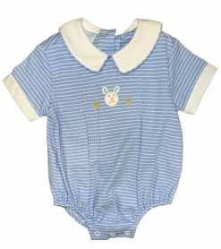 Petit Bebe/Petit Ami/Claire & Charlie Fall Bunny Blue/White Stripe Knit Bubble