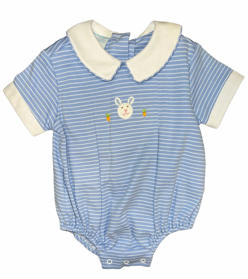 Buy ๐ Petit Bebe/Petit Ami/Claire & Charlie Fall Bunny Blue/White Stripe Knit Bubble โญ 1 Petit Bebe/Petit Ami/Claire & Charlie Fall Bunny Blue/White Stripe Knit Bubble