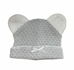 Paty Infant Clothing Grey Bear Cap W/Grey Trim