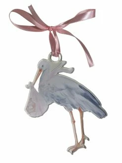 GLORY HAUS Pink Stork Ornament Decor