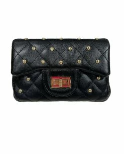 ZOMI GEMS Gifts Quilted Stud Mini Bag- Black