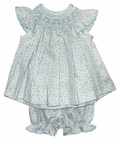 Petit Bebe/Petit Ami/Claire & Charlie Spring/Summer 2023 Clara Lt. Blue Floral Angel Wing Bloomer Set