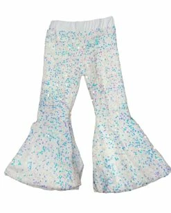 Bratty Maddy White Sequin Bell Bottom Pants