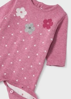 Mayoral Fall New Arrivals Berry Sweater Footie W/Flowers