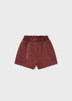 Mayoral Fall New Arrivals Maroon Leatherette Shorts