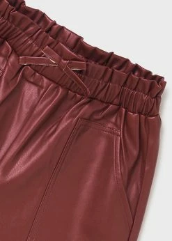 Mayoral Fall New Arrivals Maroon Leatherette Shorts